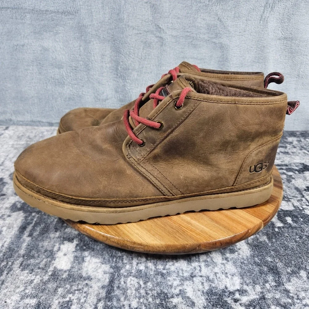 UGG Neumel Waterproof Brown Chukka Shearling Lined Ankle Boots Men Sz 12 1017254